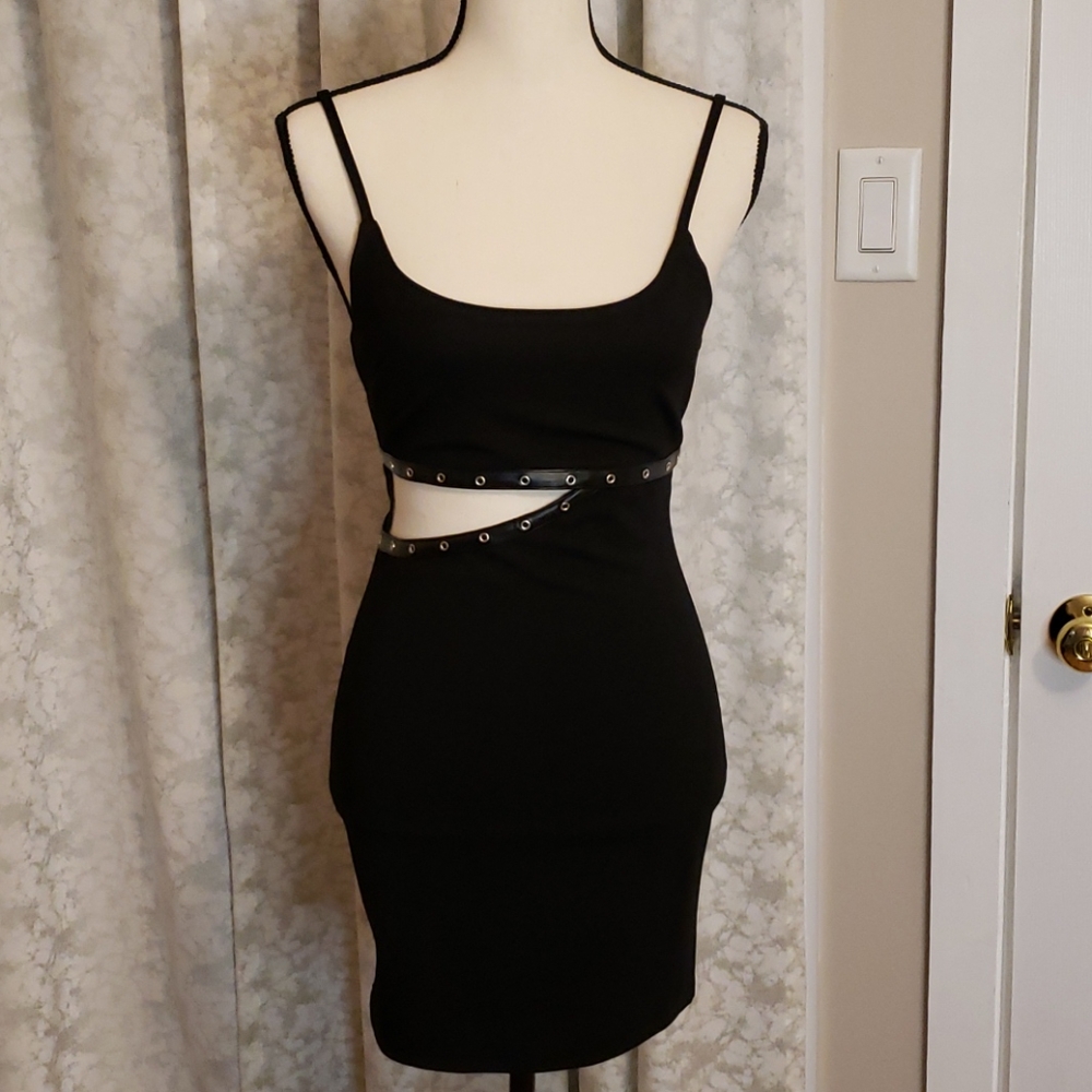 superdown Black Cutout Grommet Bodycon Dress